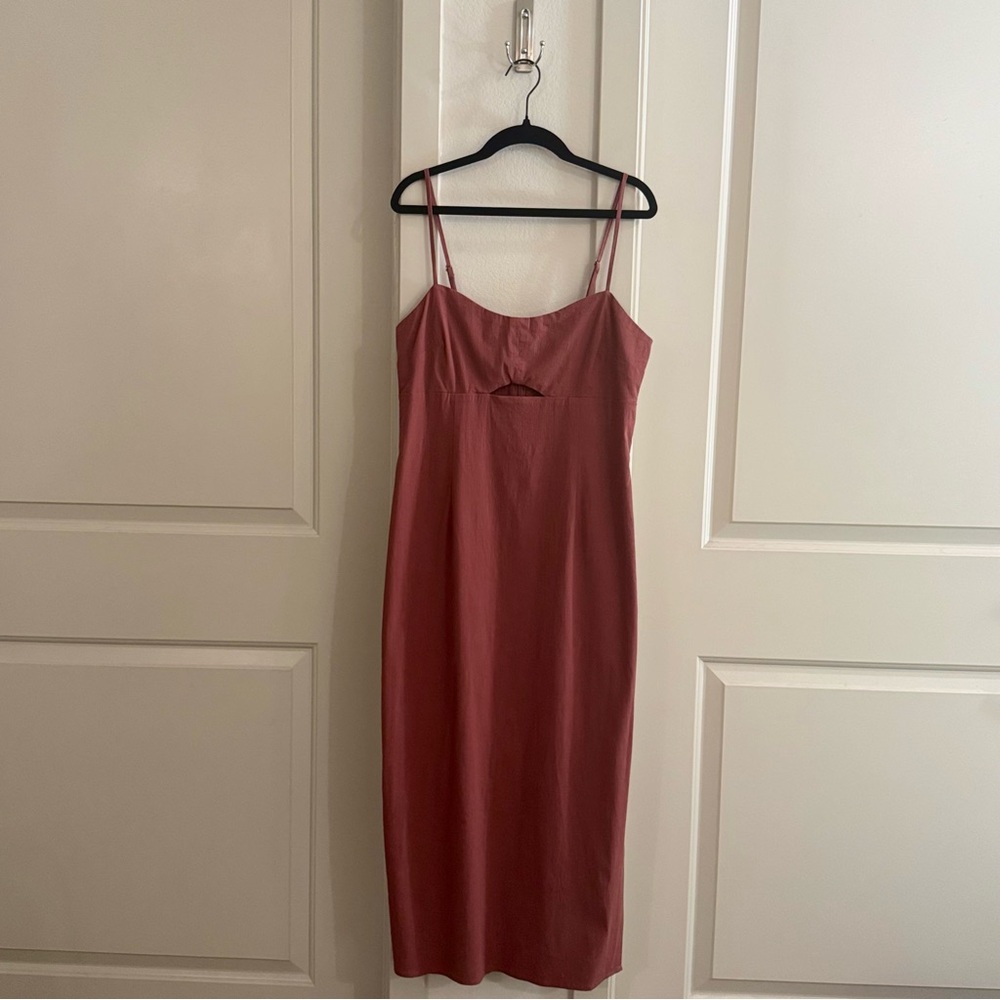 Abercrombie & Fitch Mauve Slip Midi Dress with Side Slit, Size Medium Petite - Picture 3 of 10